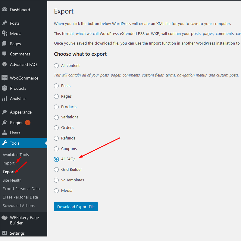 Export/Import Settings
