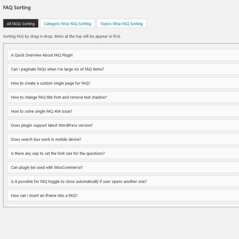 FAQ Drag & Drop Sorting