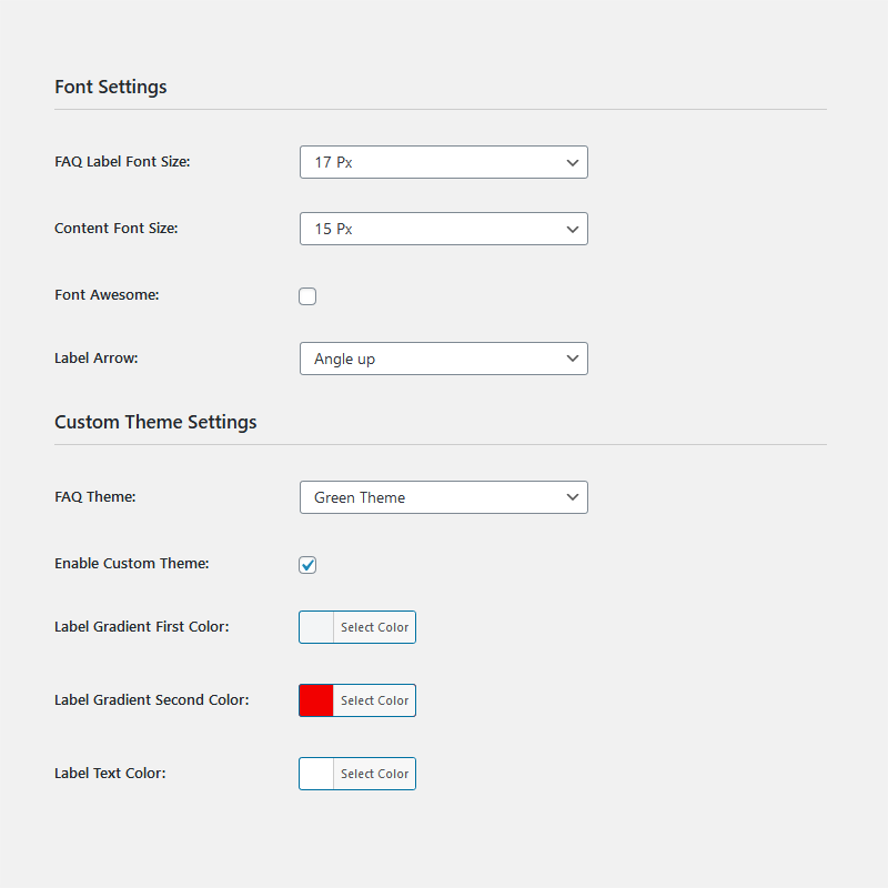 FAQ Theme Settings