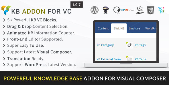 KB Addon For WP Bakery Page Builder - BWL Knowledge Base Manager Addon image