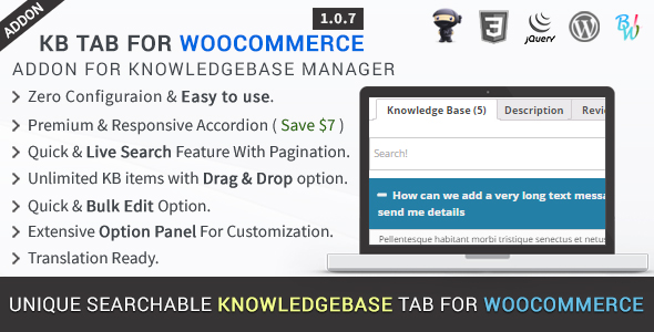 KB Tab For WooCommerce - BWL Knowledge Base Manager Addon image