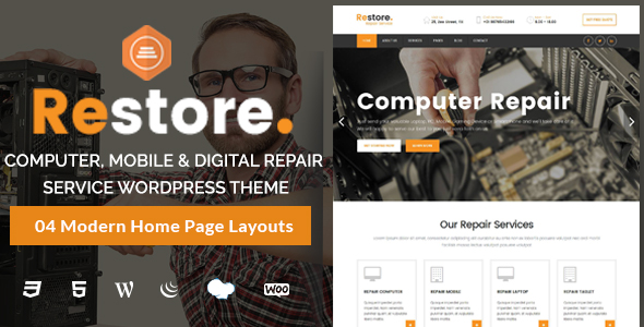 Restore - Computer, Mobile & Digital Repair Service WordPress Theme