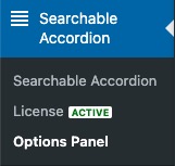 Searchable Accordion Options panel